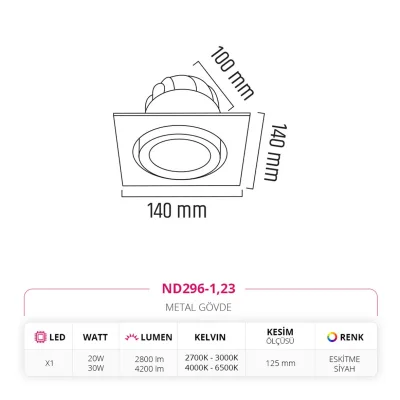 Nevo Sıva Altı Led Spot Eskitme Siyah Nd296-1 — 3. görsel