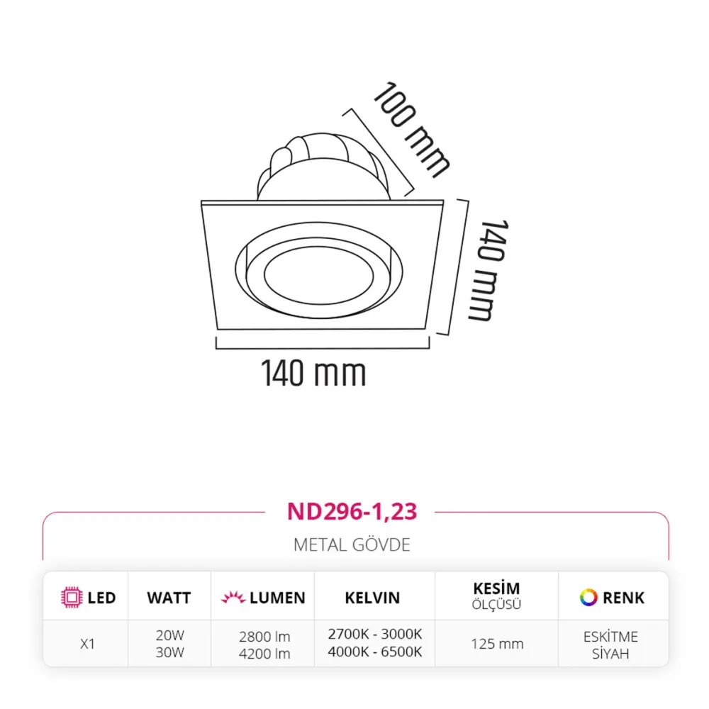 Nevo Sıva Altı Led Spot Eskitme Siyah Nd296-1 — 3. görsel