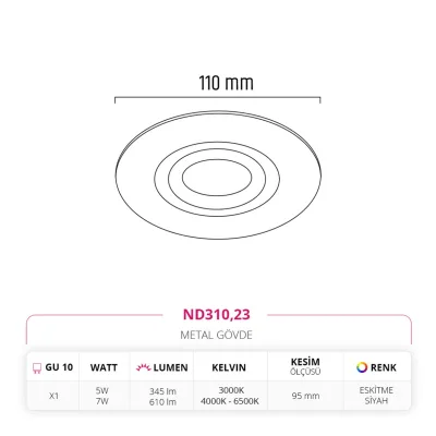 Nevo Sıva Altı Led Spot Eskitme Siyah Nd310 — 3. görsel