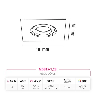 Nevo Sıva Altı Led Spot Eskitme Siyah Nd315-1 — 3. görsel