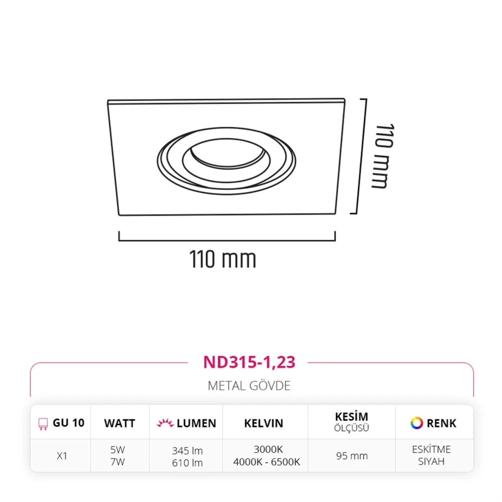 Nevo Sıva Altı Led Spot Eskitme Siyah Nd315-1 — 3. görsel