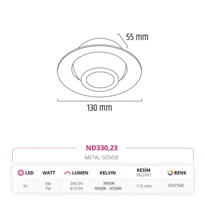 Nevo Sıva Altı Led Spot Eskitme Siyah Nd330 — 3. görsel
