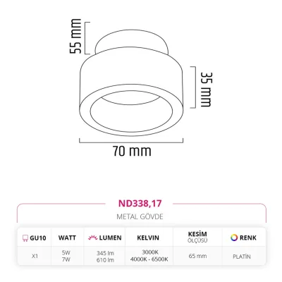 Nevo Sıva Altı Led Spot Platin Nd338 — 2. görsel