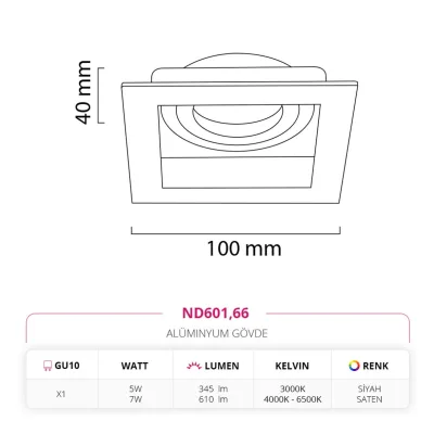 Nevo Sıva Altı Led Spot Saten Siyah Nd601 — 3. görsel