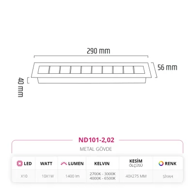 Nevo Sıva Altı Led Spot Siyah Nd101-2 — 3. görsel