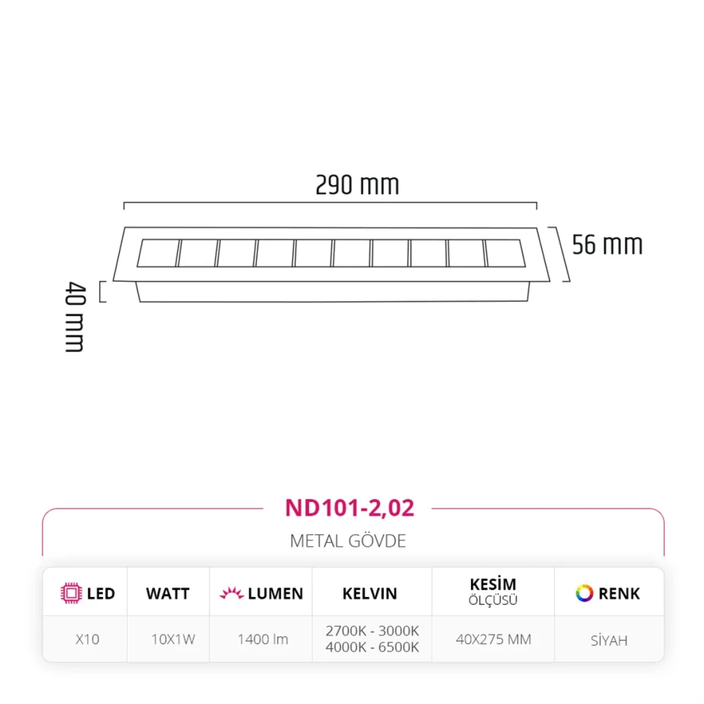 Nevo Sıva Altı Led Spot Siyah Nd101-2 — 3. görsel