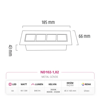 Nevo Sıva Altı Led Spot Siyah Nd102-1 — 3. görsel