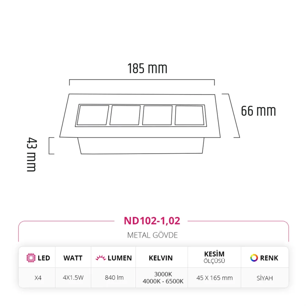 Nevo Sıva Altı Led Spot Siyah Nd102-1 — 3. görsel