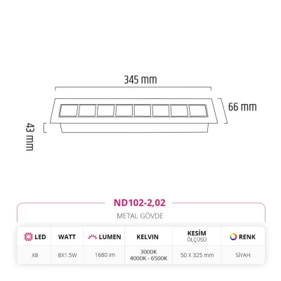 Nevo Sıva Altı Led Spot Siyah Nd102-2 — 3. görsel