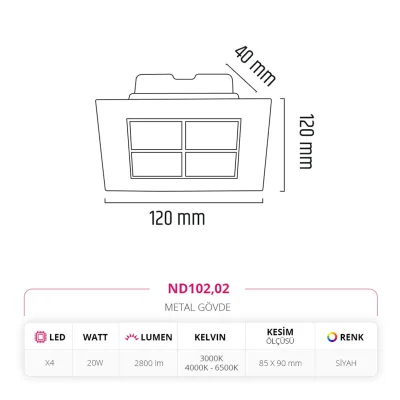 Nevo Sıva Altı Led Spot Siyah Nd102 — 3. görsel
