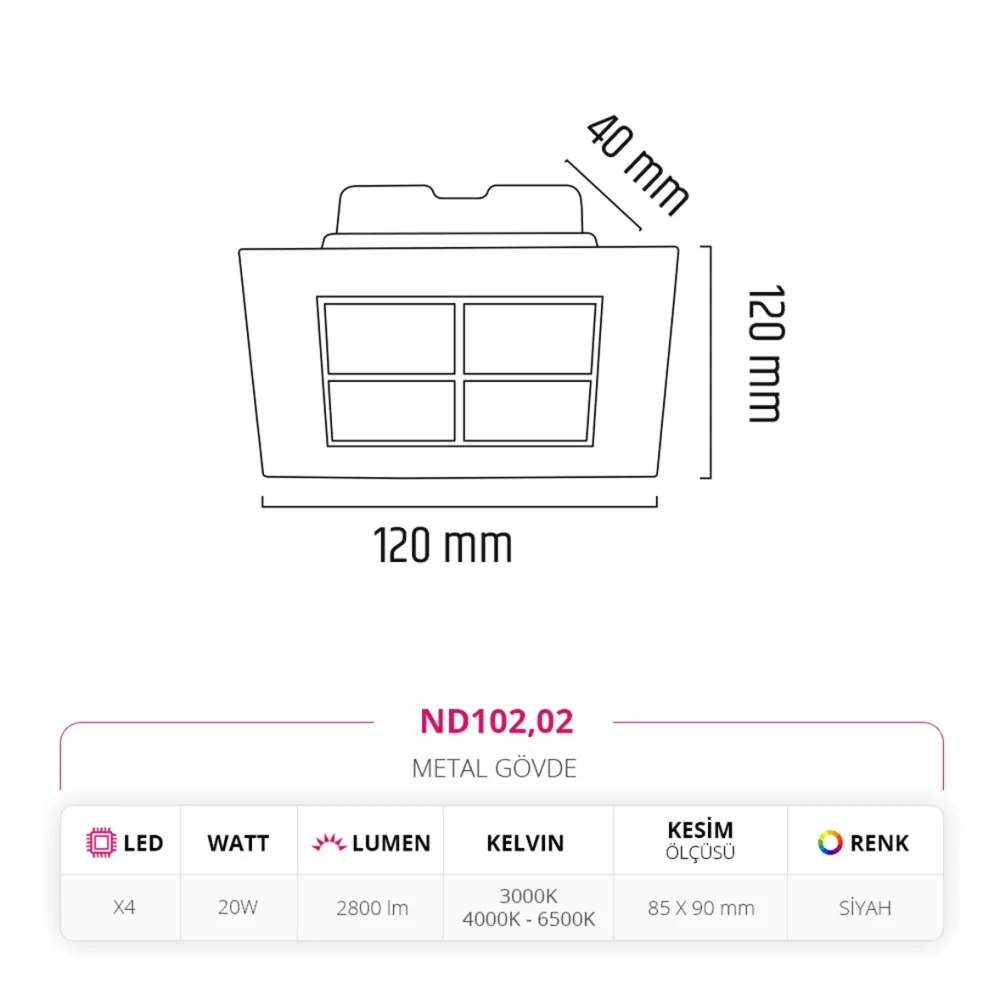 Nevo Sıva Altı Led Spot Siyah Nd102 — 3. görsel