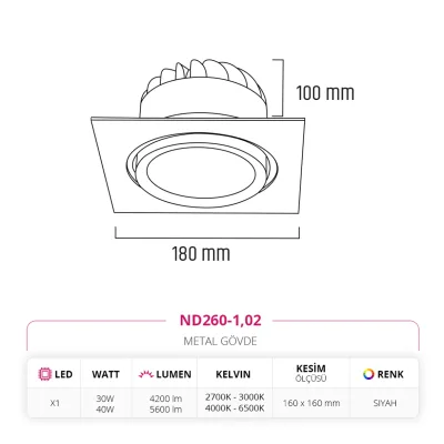 Nevo Sıva Altı Led Spot Siyah Nd260-1 — 5. görsel