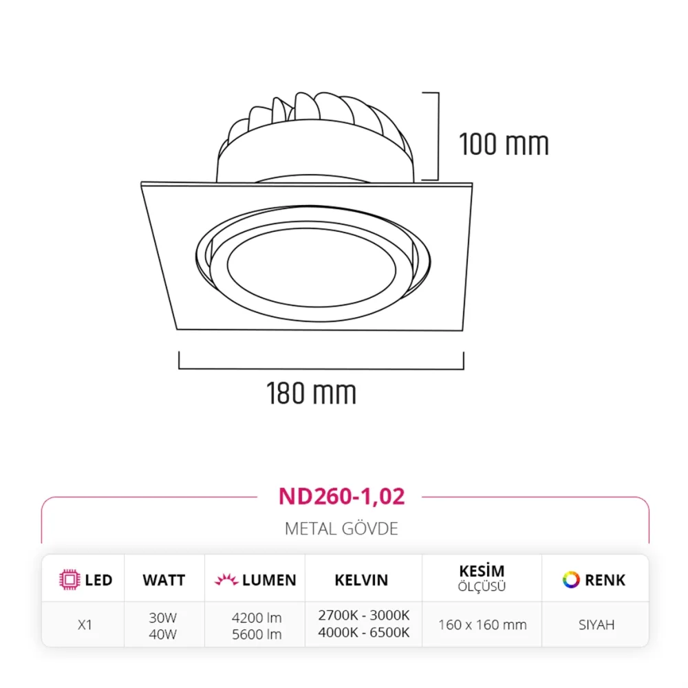 Nevo Sıva Altı Led Spot Siyah Nd260-1 — 5. görsel