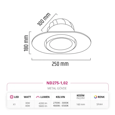 Nevo Sıva Altı Led Spot Siyah Nd275-1 — 3. görsel