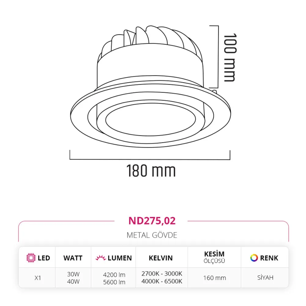 Nevo Sıva Altı Led Spot Siyah Nd275 — 4. görsel