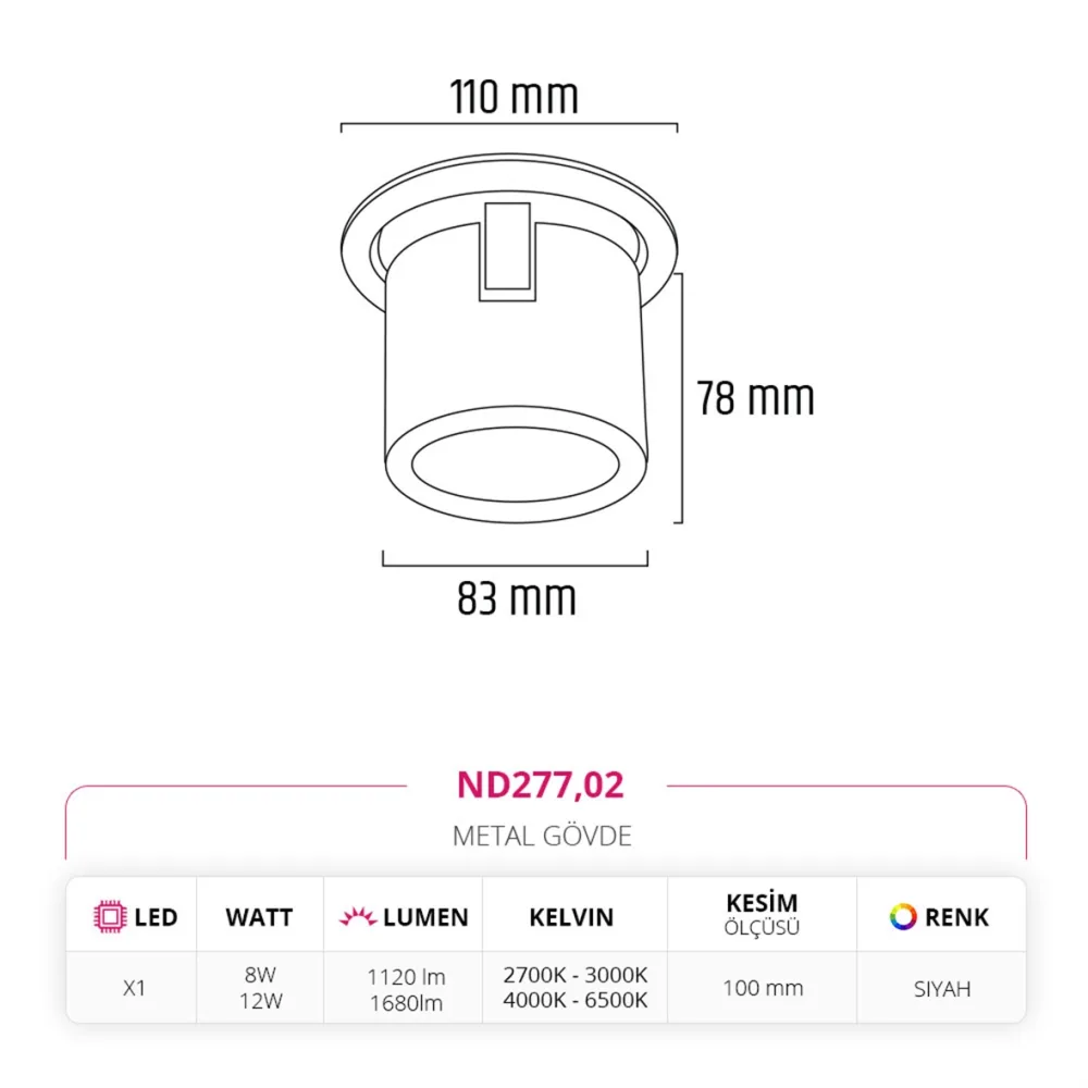 Nevo Sıva Altı Led Spot Siyah Nd277 — 2. görsel