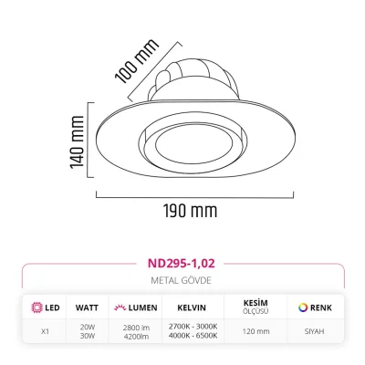 Nevo Sıva Altı Led Spot Siyah Nd295-1 — 3. görsel