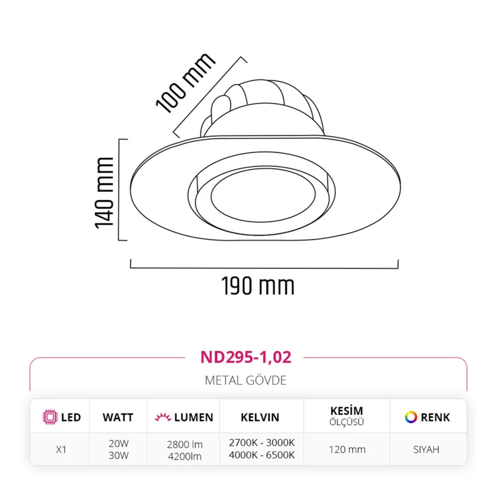 Nevo Sıva Altı Led Spot Siyah Nd295-1 — 3. görsel