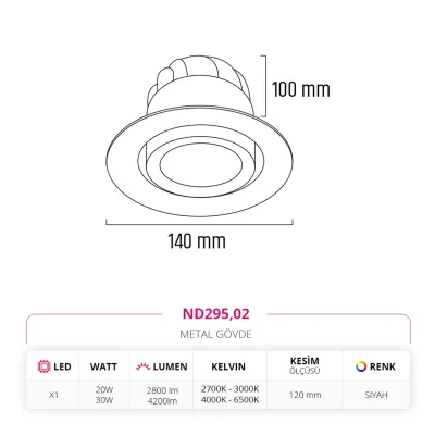 Nevo Sıva Altı Led Spot Siyah Nd295 — 3. görsel