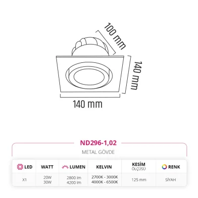 Nevo Sıva Altı Led Spot Siyah Nd296-1 — 3. görsel