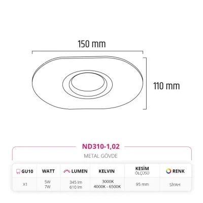 Nevo Sıva Altı Led Spot Siyah Nd310-1 — 3. görsel