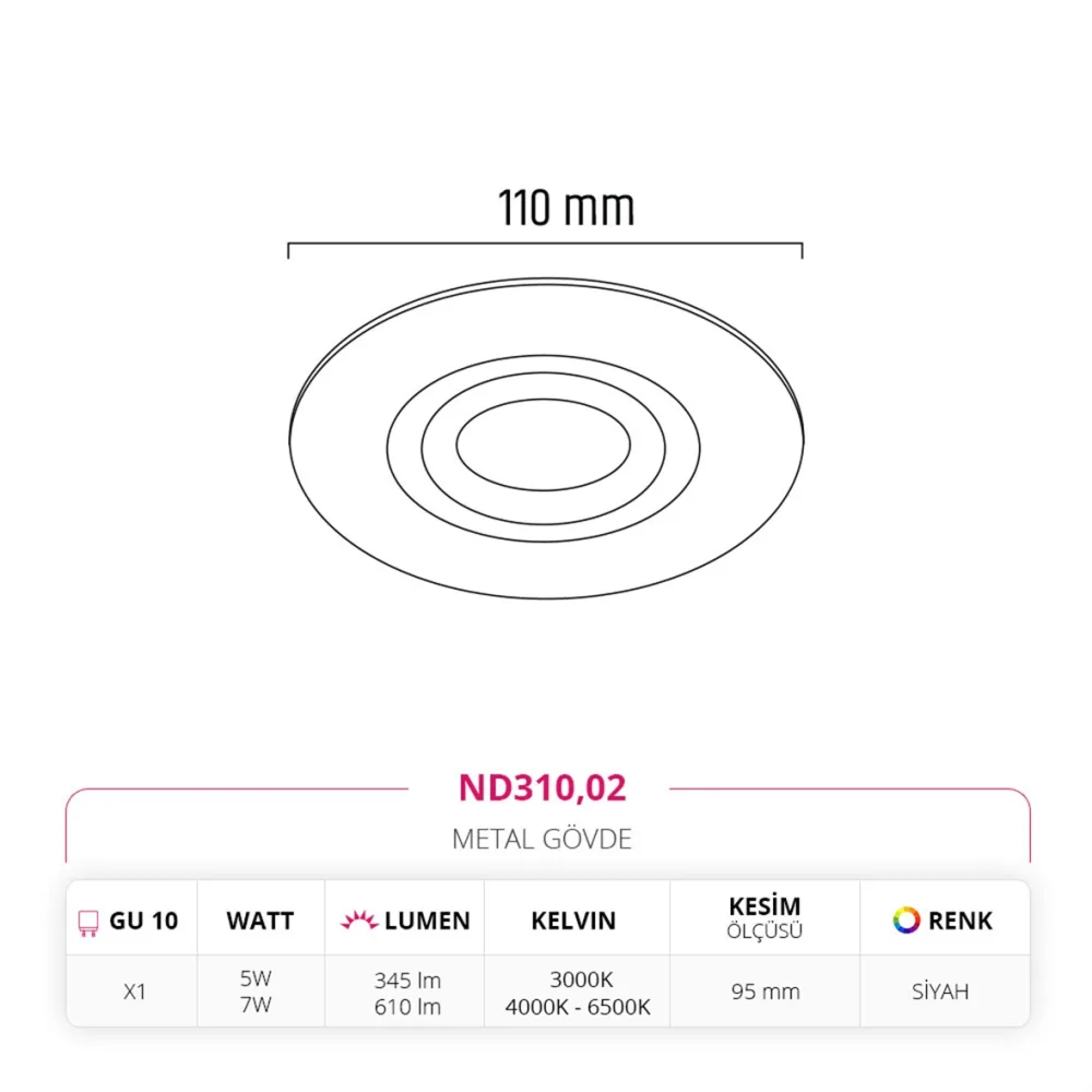 Nevo Sıva Altı Led Spot Siyah Nd310 — 3. görsel
