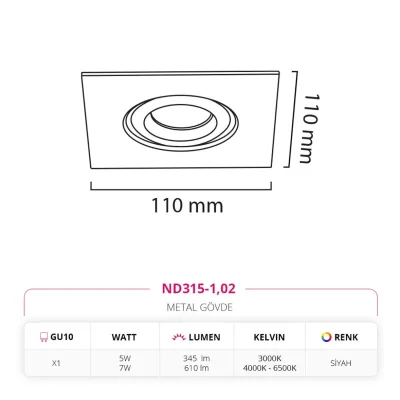 Nevo Sıva Altı Led Spot Siyah Nd315-1 — 3. görsel
