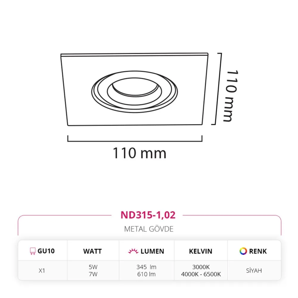 Nevo Sıva Altı Led Spot Siyah Nd315-1 — 3. görsel