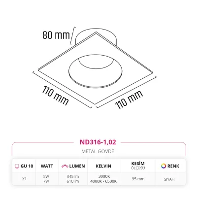 Nevo Sıva Altı Led Spot Siyah Nd316-1 — 3. görsel