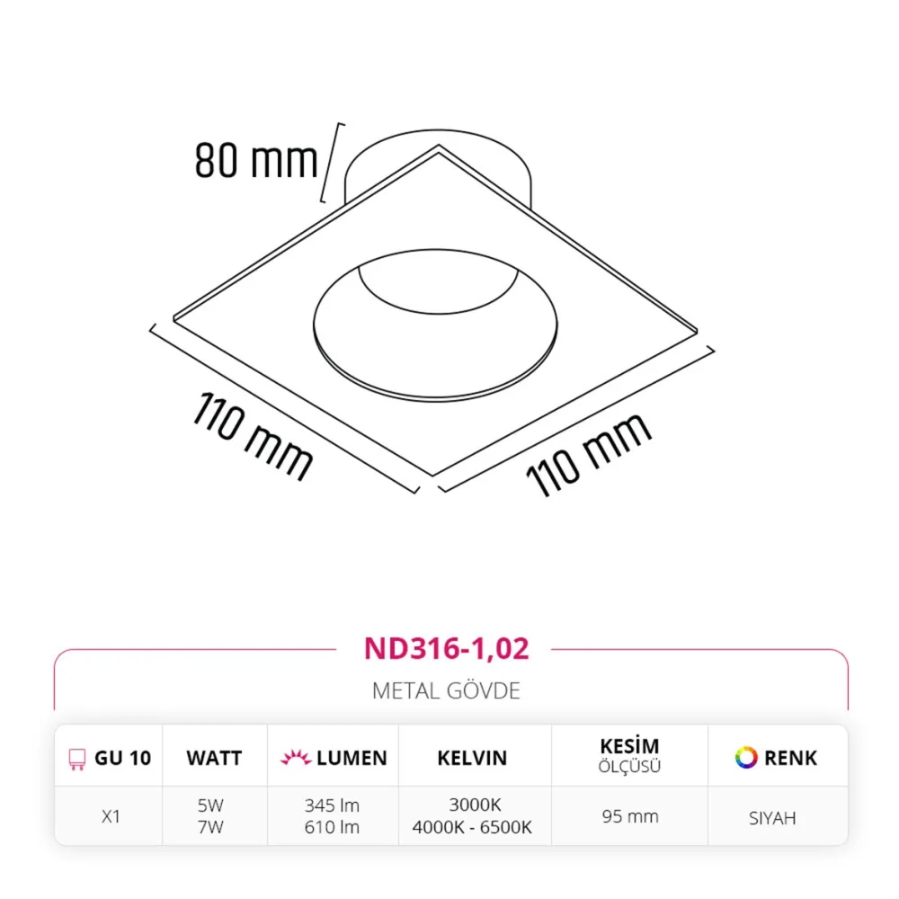 Nevo Sıva Altı Led Spot Siyah Nd316-1 — 3. görsel