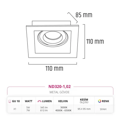 Nevo Sıva Altı Led Spot Siyah Nd320-1 — 3. görsel