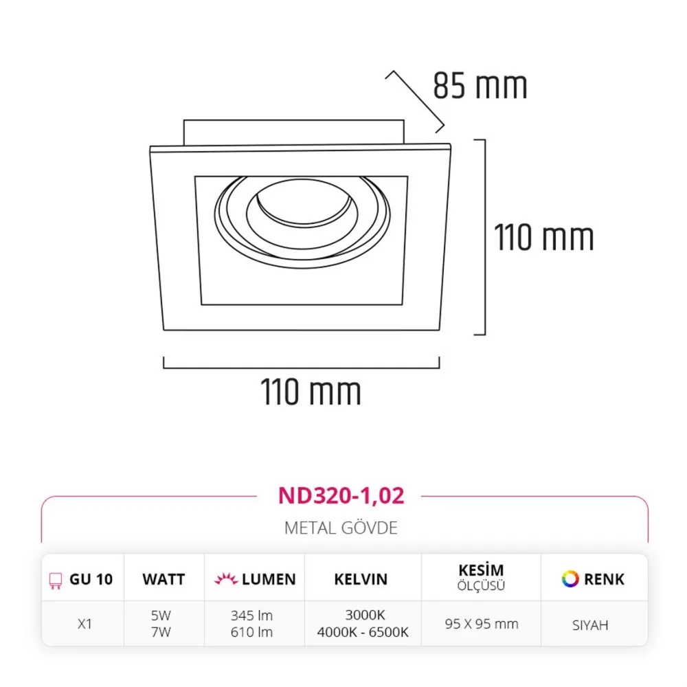 Nevo Sıva Altı Led Spot Siyah Nd320-1 — 3. görsel