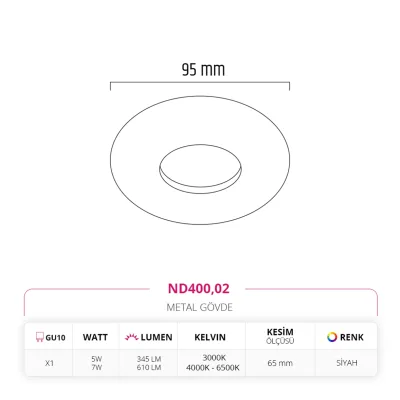 Nevo Sıva Altı Led Spot Siyah Nd400 — 2. görsel