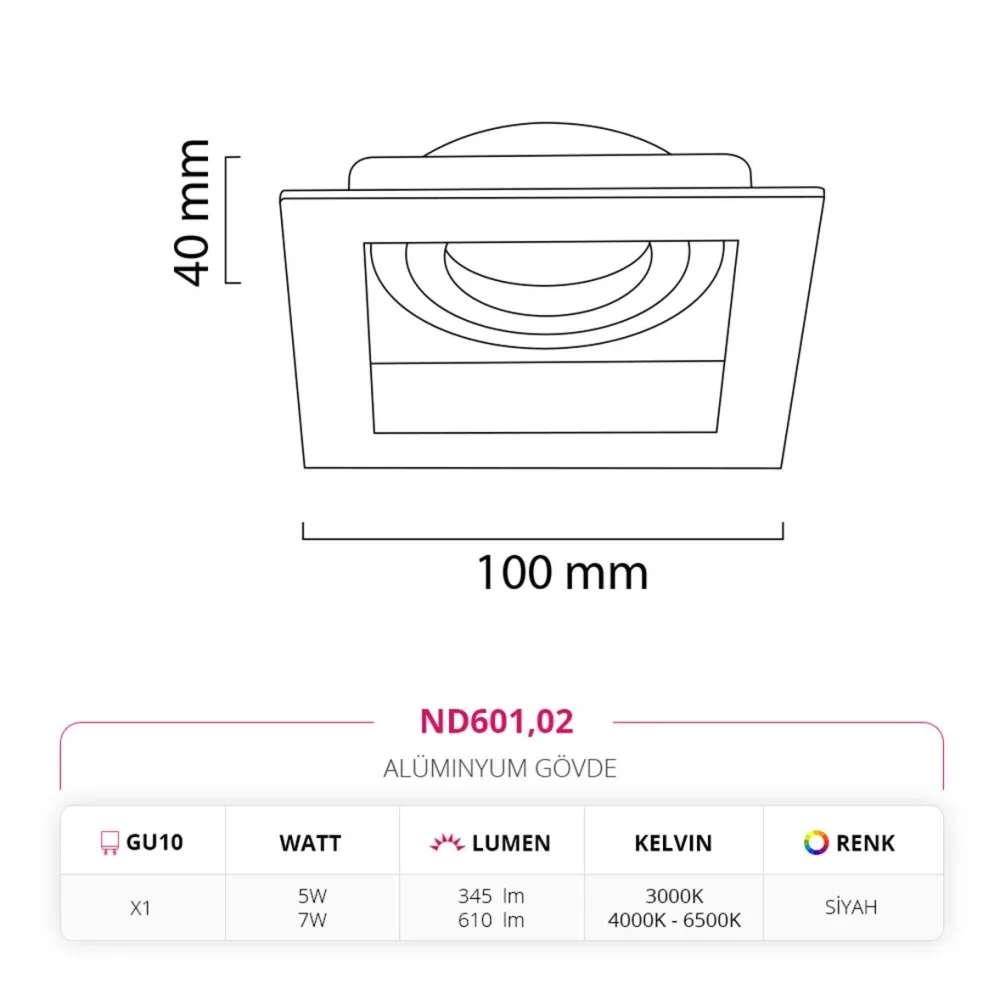 Nevo Sıva Altı Led Spot Siyah Nd601 — 3. görsel
