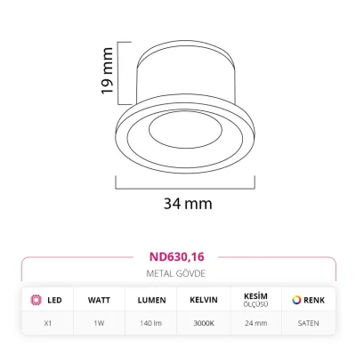 Nevo Sıva Altı Yıldız Spot Saten Nd630 — 2. görsel