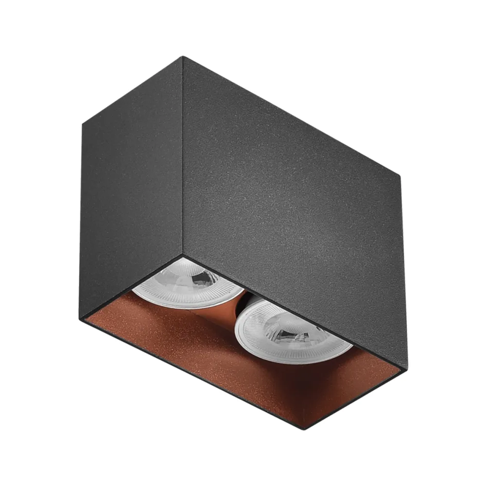 Nevo Sıva Üstü İkili Led Spot Siyah Bakır Ns249-2