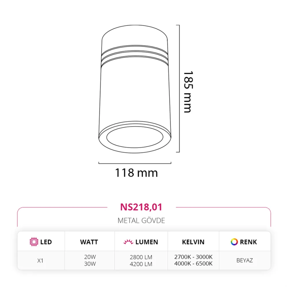 Nevo Sıva Üstü Led Spot Beyaz Ns218 — 2. görsel