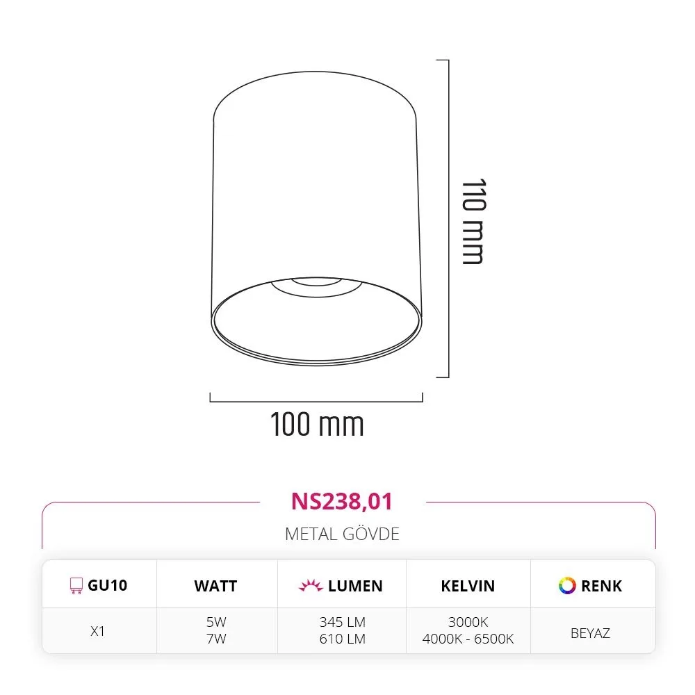 Nevo Sıva Üstü Led Spot Beyaz Ns238 — 3. görsel