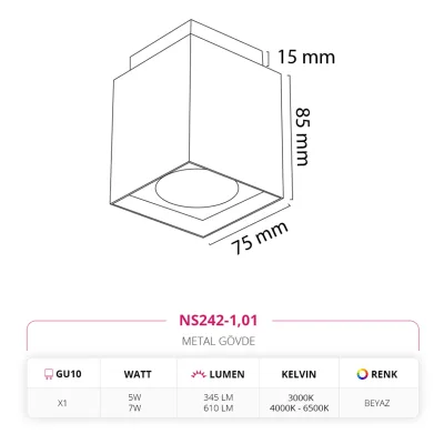 Nevo Sıva Üstü Led Spot Beyaz Ns242-1 — 3. görsel
