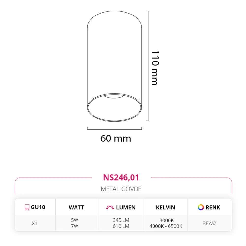 Nevo Sıva Üstü Led Spot Beyaz Ns246 — 2. görsel
