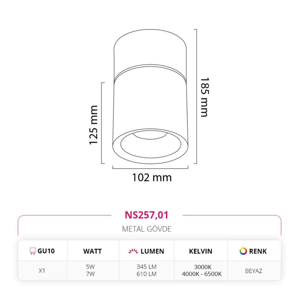 Nevo Sıva Üstü Led Spot Beyaz Ns257 — 2. görsel
