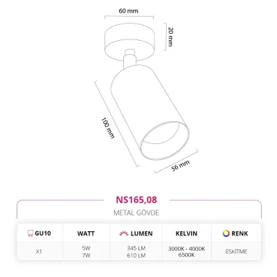 Nevo Sıva Üstü Led Spot Eskitme Ns165