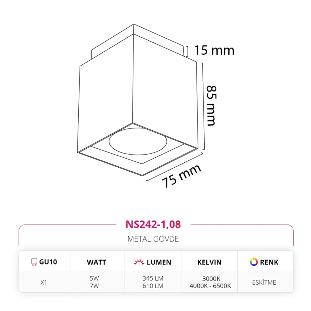 Nevo Sıva Üstü Led Spot Eskitme Ns242-1 — 3. görsel