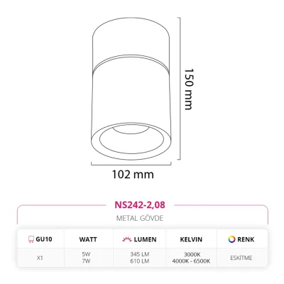 Nevo Sıva Üstü Led Spot Eskitme Ns242-2 — 4. görsel