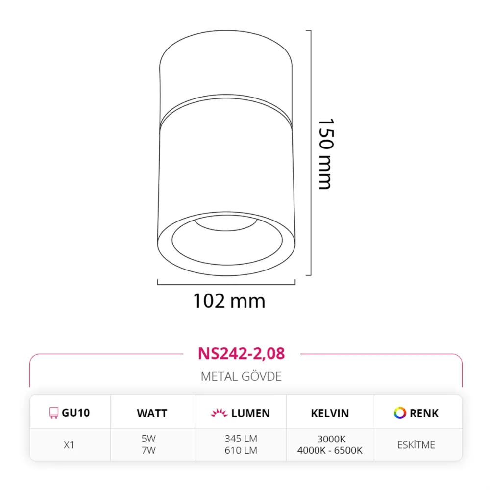 Nevo Sıva Üstü Led Spot Eskitme Ns242-2 — 4. görsel
