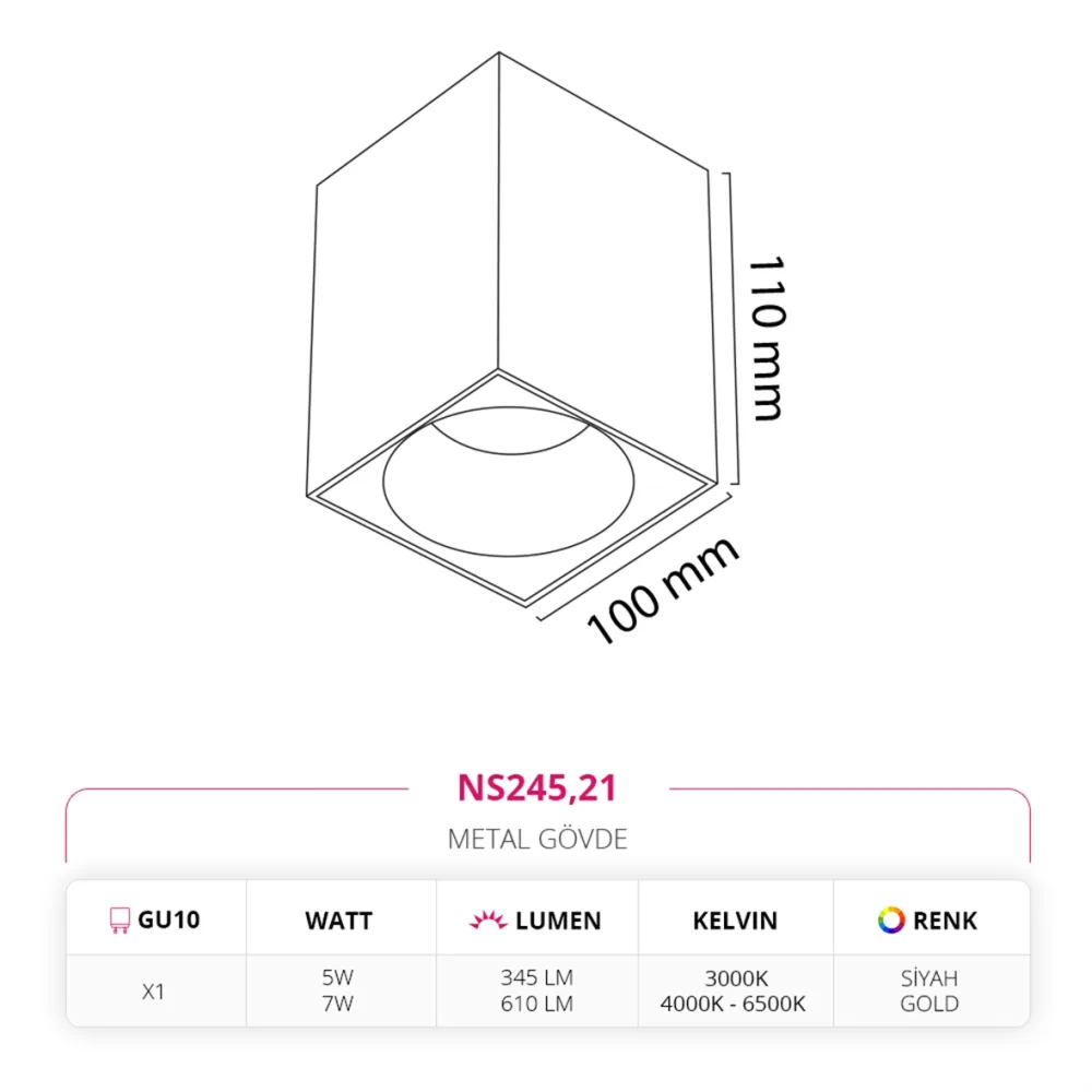 Nevo Sıva Üstü Led Spot Siyah Gold Ns245 — 2. görsel