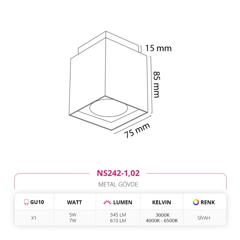 Nevo Sıva Üstü Led Spot Siyah Ns242-1 — 3. görsel