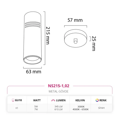 Nevo Tekli Led Sarkıt Siyah Ns215-1