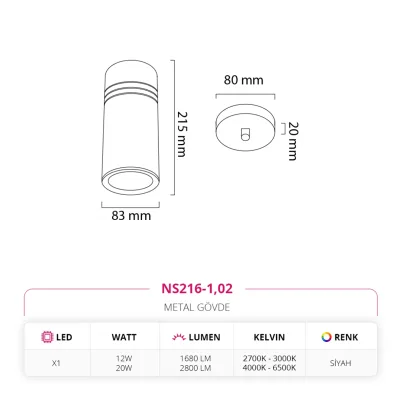 Nevo Tekli Led Sarkıt Siyah Ns216-1