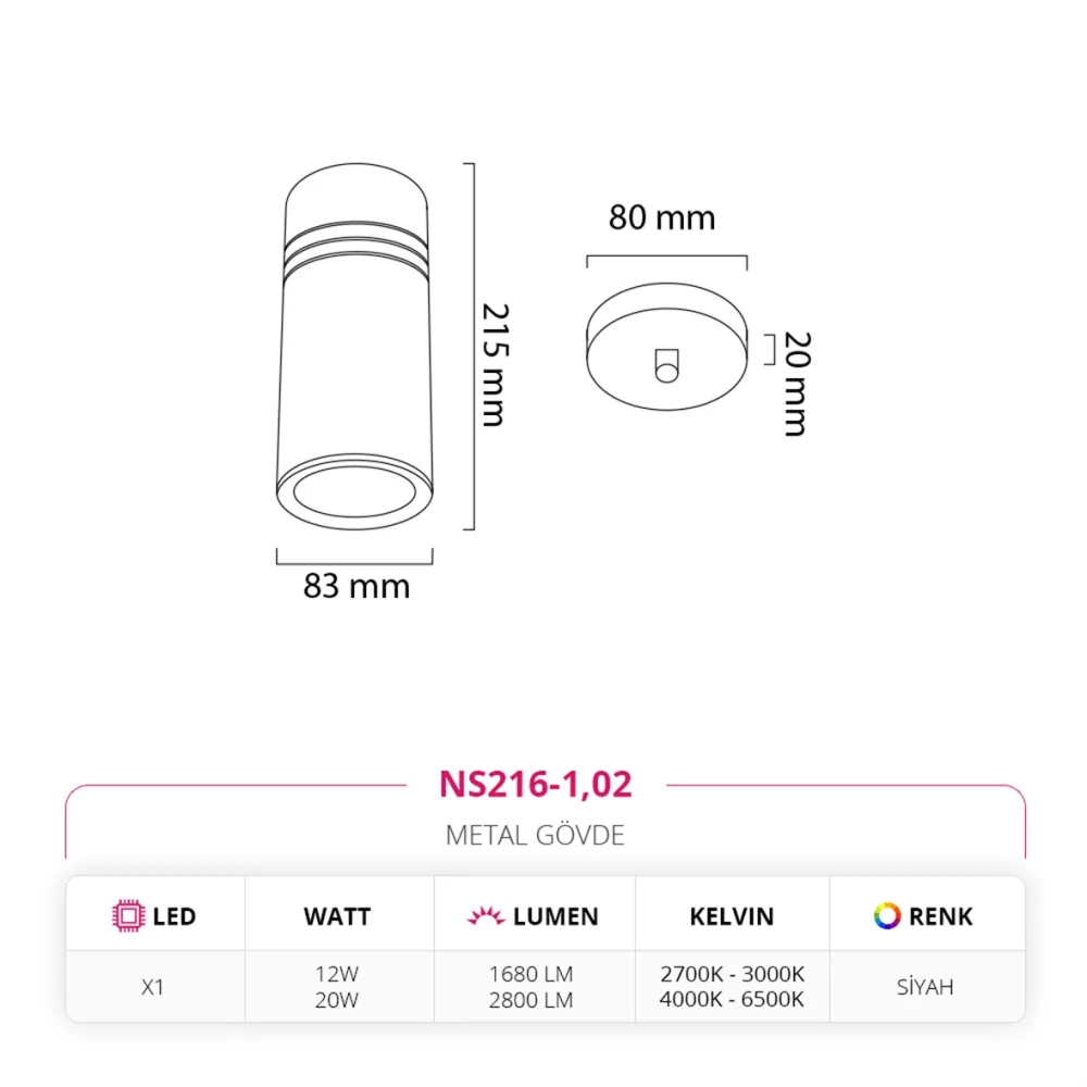 Nevo Tekli Led Sarkıt Siyah Ns216-1 — 2. görsel